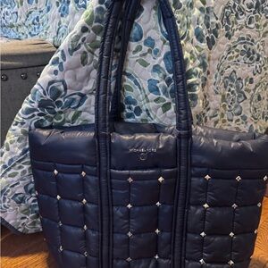 Michael Kors Dark Blue Quilted Tote